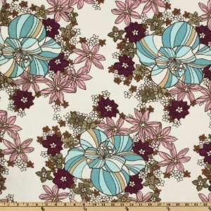   Floral Pink/Brown/White Fabric By The Yard Arts, Crafts & Sewing