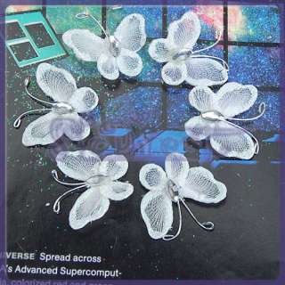 50pc White Diamond Mesh Stocking Butterfly Wedding Deco  