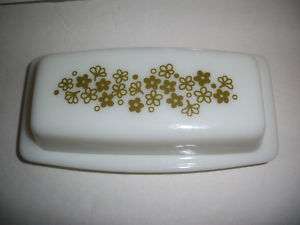 PYREX Butter Dish w/ Spring Blossom Green Flowers  