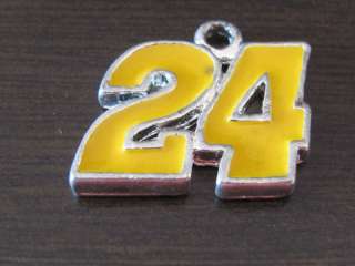 Nascar Jeff Gordon #24 Gold Silver Tone Charm 5/8  
