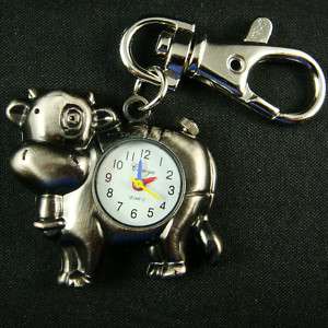Cow key chain Pocket Watch Clock + free gift BOX gray  