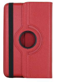 Kindle Fire Leather 360 Rotating Case Swivel Stand Cover   Red 
