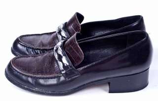 Brighton Black Italian Leather CROC Loafer Shoes 7  