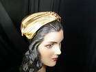 Glamorous 50s gold lame cocktail hat with rhinestones~STUNNING