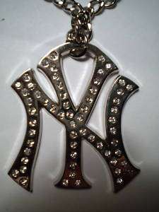 NEW YORK YANKEES Crystal Medallion Logo Necklace  