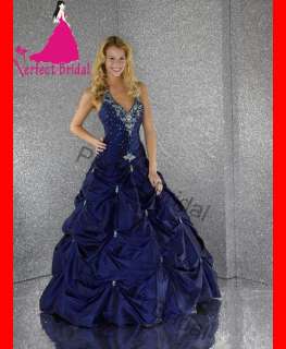 Halter Blue Wedding Party Dresses Bridal Gown Prom Ball Quinceanera 