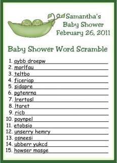 Pea In A Pod Twins Word Scramble Baby Shower Games  