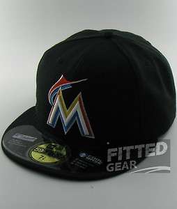 Miami MARLINS 2012 On Field Authentic HOME New Era 59Fifty Fitted Hats 