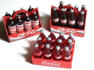   COLA COKE Drink Soda Pop & 3 Tray Plastic Dollhouse Miniature  