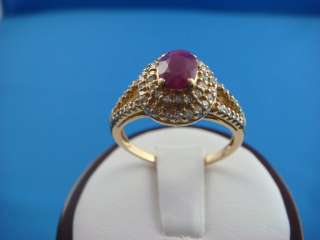 14K RUBY AND DIAMONDS LADIES RING SHARED PRONGS 4.6 GRAMS SIZE 8 1/2 