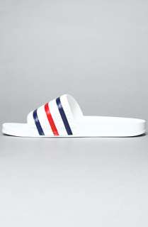 adidas The Adilette Sandal in White Dark Indigo  Karmaloop 