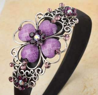 Luxury purple gem clover bloom scroll ladies hairband headband 