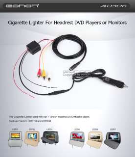   Lighter Power Cable for 7 Car Headrest DVD Monitor Player E4  