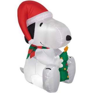 Peanuts 4 ft. Airblown Snoopy Sitting Santa 81073X 