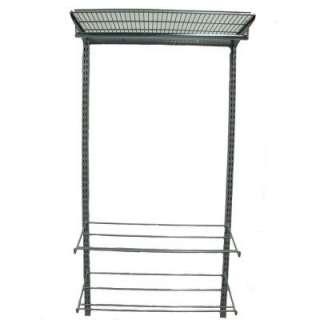   Wall Storage Center with Shoe Racks and Clothing Rod , Silver/Grey