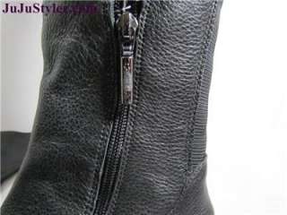   Authentic Womens Black Leather Stretch Knee High Boots size 7M  