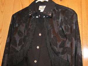 Ranchwear Authentic 1849 Black Western Shirt Blouse Top Small Fringe 