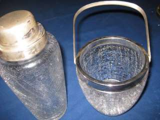 Shaker und Eiseimer in Craquelé Glas mit Silber verarbeitet in Bayern 