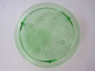 Depression green glass cake plate  