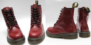 Womens Red Brown Leather Military Combat Boots US 5~8  