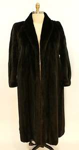   Fur Coat Female Pelt Full Length Black Diamond Furs Size Large 16 LN