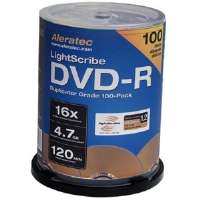 Click to view Aleratec 230114 100 Pack 16X DVD R Lightscribe Spindle 
