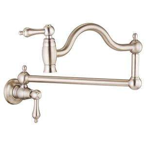 Belle Foret Pot Filler Wall Mount with Metal Handle Lever in Brushed 