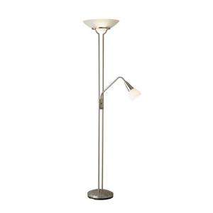 Adesso Cupola Satin Steel 72 In. Combo Floor Lamp with Reading Light 