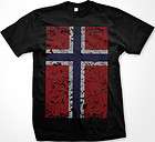 Norway Norwegian Norge Flag Oversized Distressed New Mens T shirt