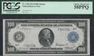 100 1914 FRN==LARGE SIZE, BLUE SEAL FRANKLIN==PCGS Ch ABT NEW 58 PPQ 