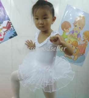 Girl Party Leotard Ballet Tutu Dance Costume Skirt Dress 2 6Y Pink 
