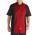 Dickies WS513 BKER BLACK / RED Two Tone Mens Work Shirt NWT New With 