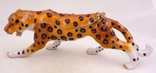 Pewter Swarovski Bejeweled Trinket Box   Leopard  