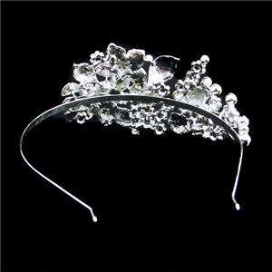 Wedding Flower Head Hair Band Clear Swarovski Crystal  