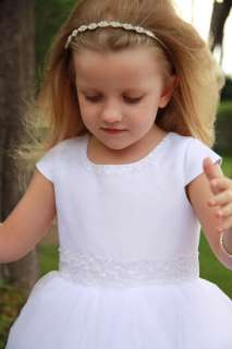 WHITE Flower Girl TUTU Christening Baptism Dress 5 6  