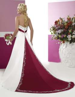 White and Red Bride Wedding Dress On Stock Size 6 to 16  