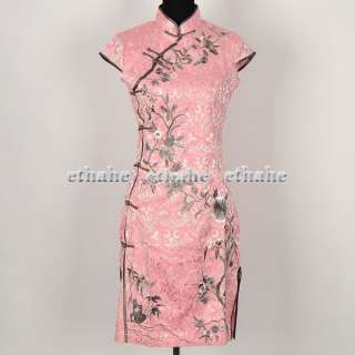 Chinese Royal Cheongsam Mini Dress Pink M/Sz.8 E6CJJ5  
