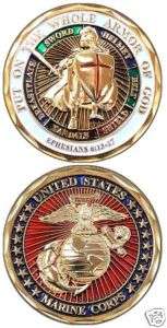 MARINE CORPS PUT ON WHOLE ARMOR OF GOD CHALLENGE COIN  