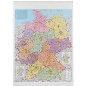 Franken Landkartentafel · Deutschland, PLZ Karte · laminierte 