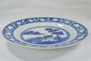   Chinese Qing Dynasty Underglaze Blue & White Porcelain Plate c1850