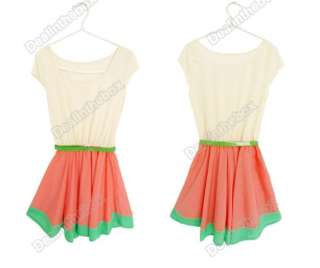   Dresses Colorful Stripes Party Mini Dress Club wear Free Waist Belt