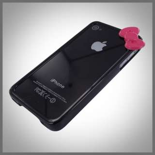 FOR IPHONE 4 4G 4S BLACK HELLO KITTY W BOW POLYCARBONATE BUMPER CASE 