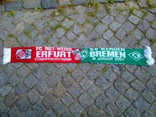 Fanschal Freundschaftsschal Rot Weiss Erfurt Werder Bremen in Dresden 