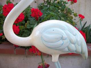 Huge Paper Mache Hand Painted Gorgeous RARE Blue FLAMINGO on Metal 