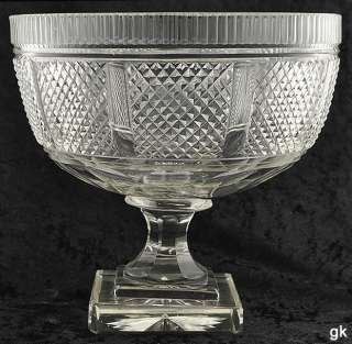 Large Antique Anglo Irish Hand Blown Cut Glass/Crystal Pedestal Bowl 