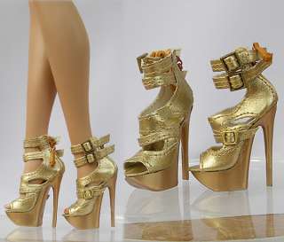 Sherry Fashion Golden Vinyl Sole Sexy Sandals/Shoes /Sybarites 16 