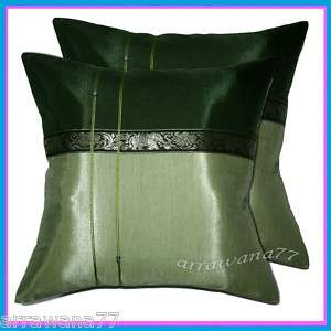 Thai Couch Cushion Pillow Cover Throw Elephant Green  