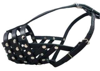 Secure Genuine Leather Basket Dog Muzzle 7 sizes Black Brown  