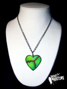 Frankenstein Zombie Heart Hand Made Resin Necklace Punk  