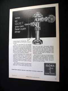 Sloan Quiet Flush II Flush Valves 1967 print Ad  